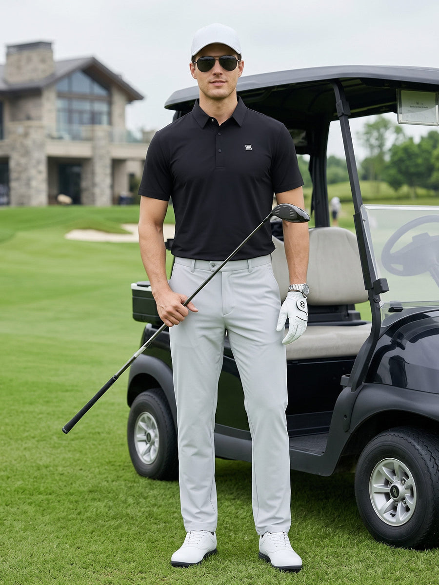 Black Nylon Spandex Polo (POLO-1261)