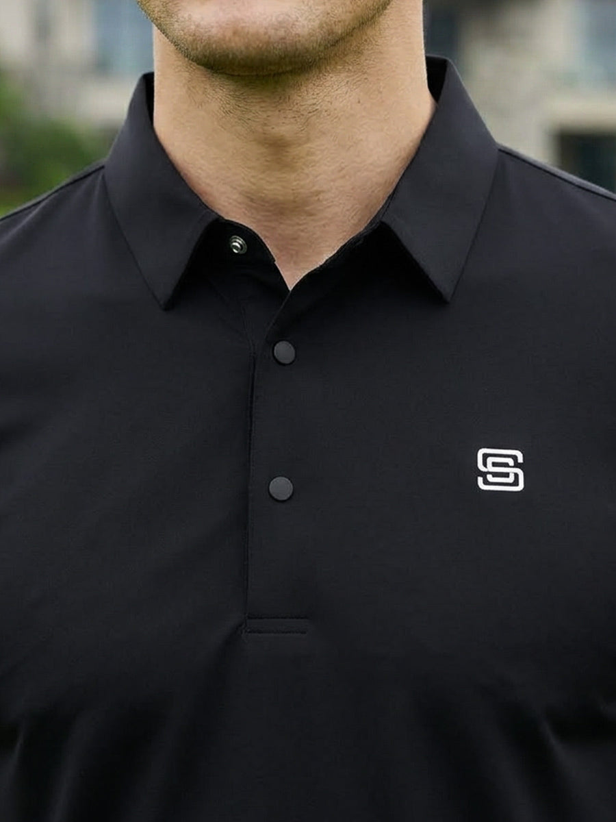 Black Nylon Spandex Polo (POLO-1261)