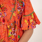 GIRLS ORANGE KHADDAR FROCK & TROUSER