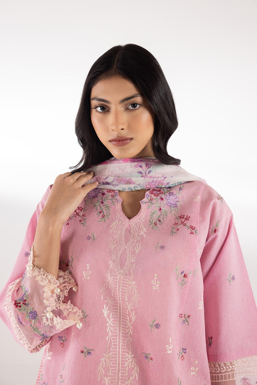 Stitched Embroidered Muzlin Lawn Suit
