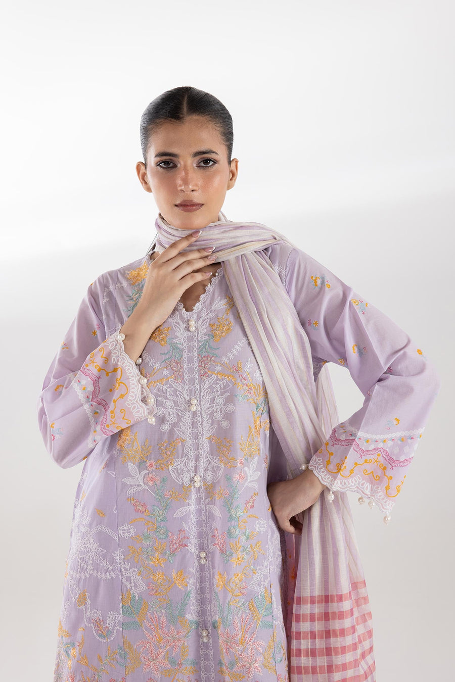 Stitched Embroidered Muzlin Lawn Suit