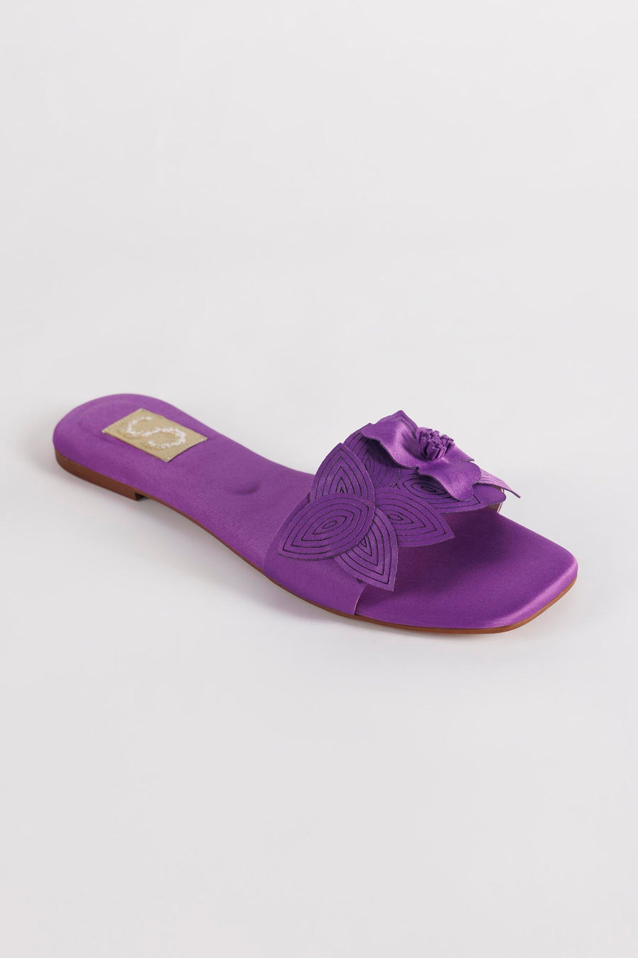 Purple Floral Slide Sandals