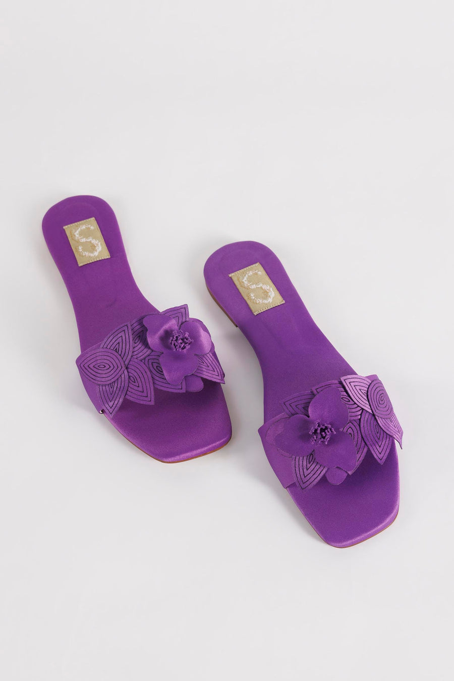 Purple Floral Slide Sandals