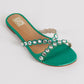 Green Embellished Flats