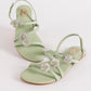 Sage Green Crystal Strap Flats