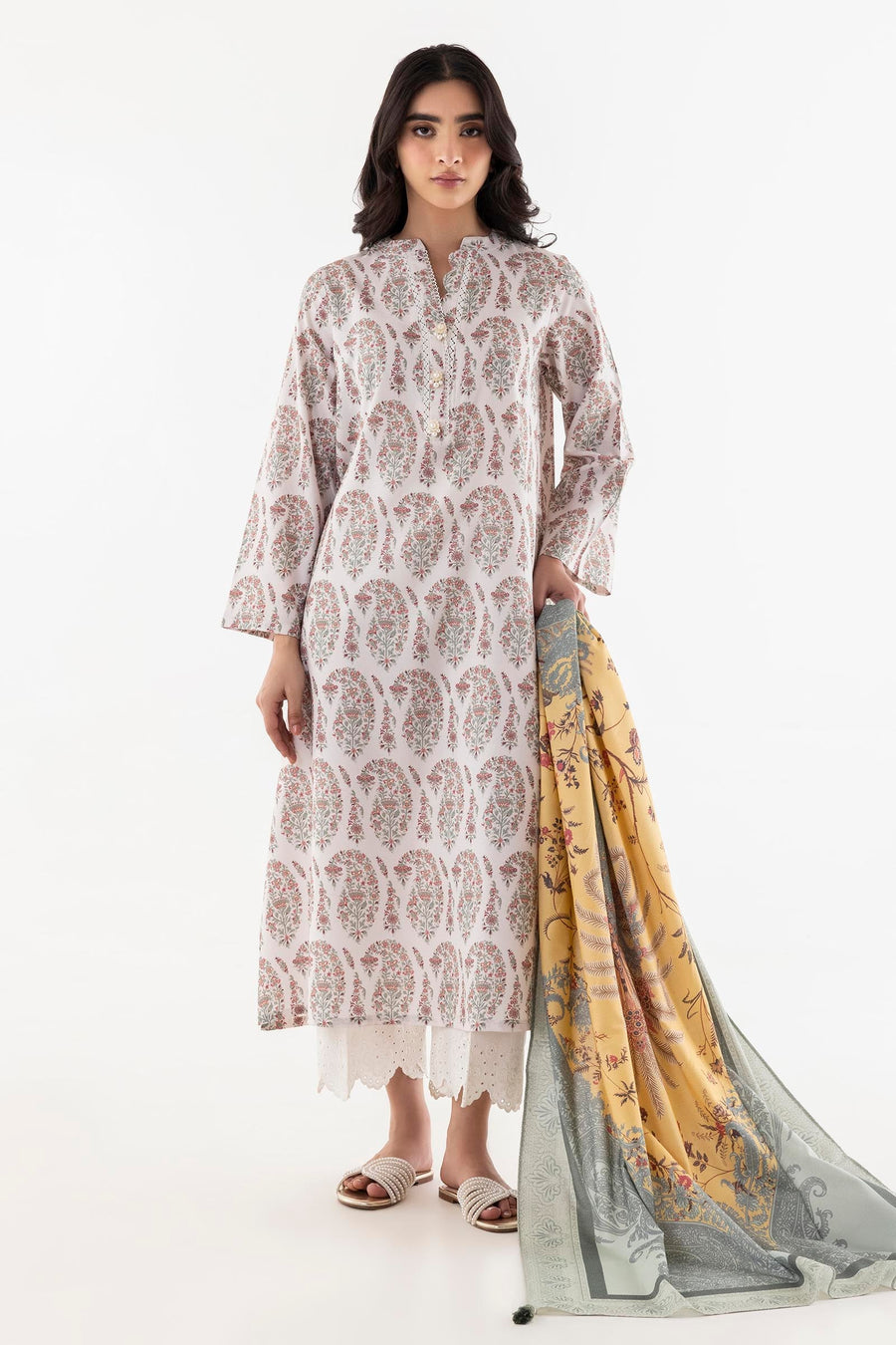 Stitched Printed Linen Dupatta