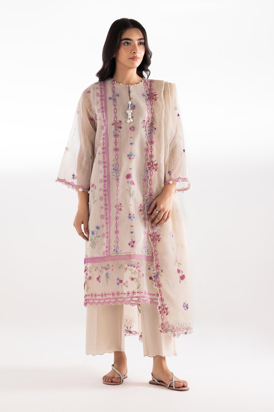 Stitched Embroidered Muzlin Lawn Suit