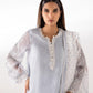 Stitched Embroidered Cotton Net Shirt + Dupatta
