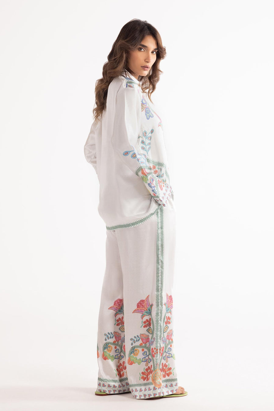 Stitched Printed Wesst Satin Shirt