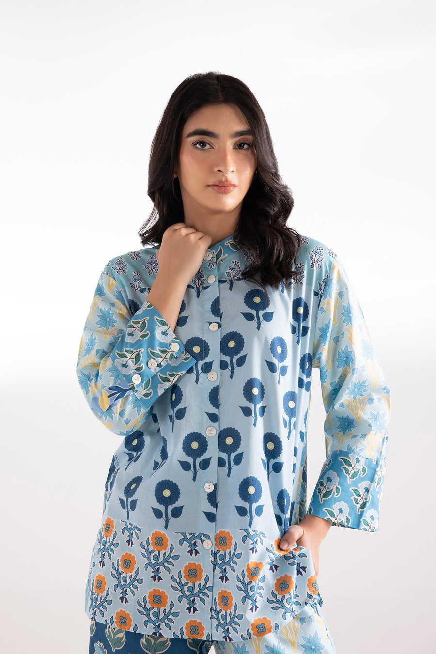 Stitched Printed Textured Wesst Shirt + Culotte