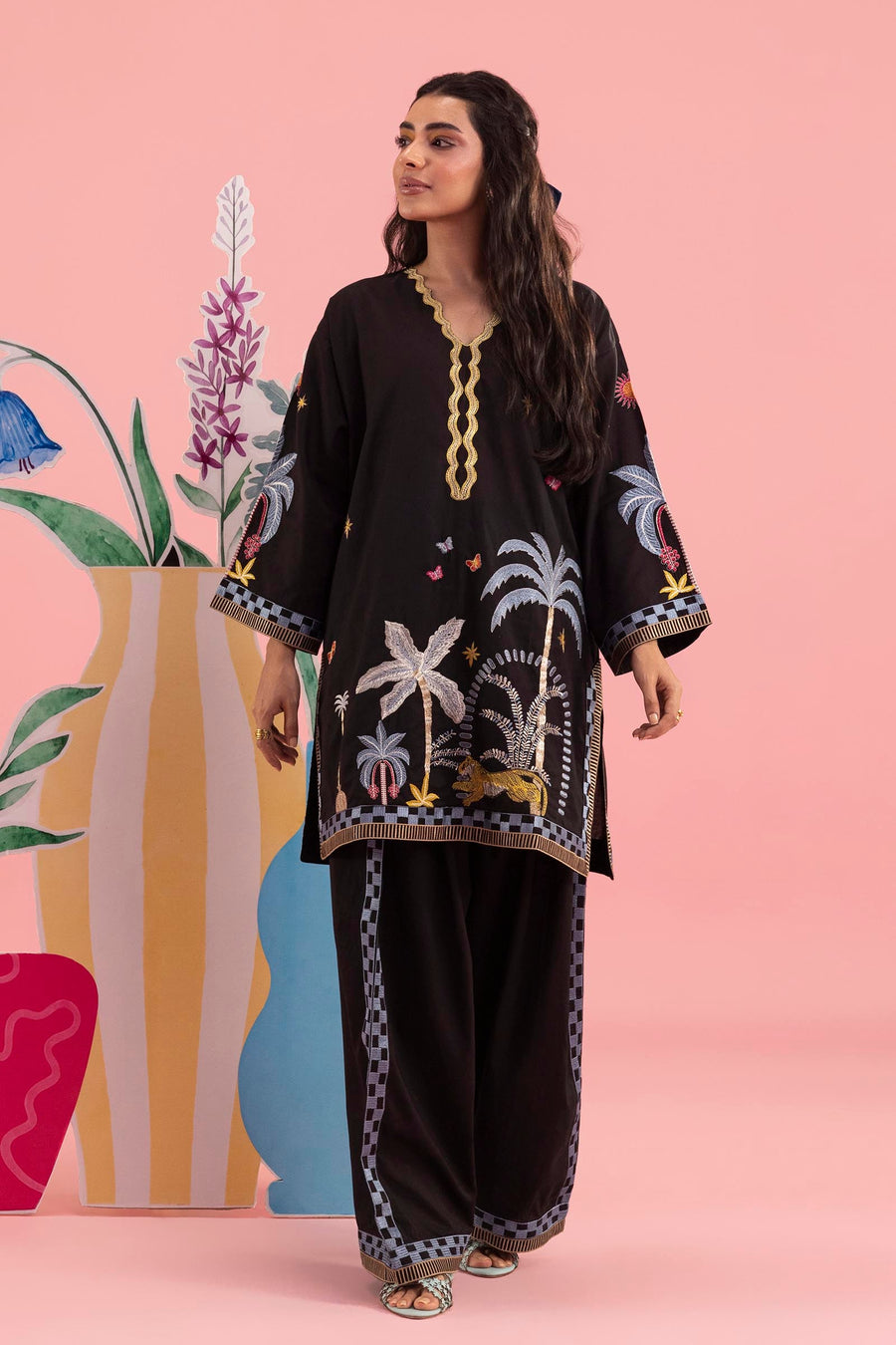 Stitched Embroidered Lawn Shirt+ Shalwar