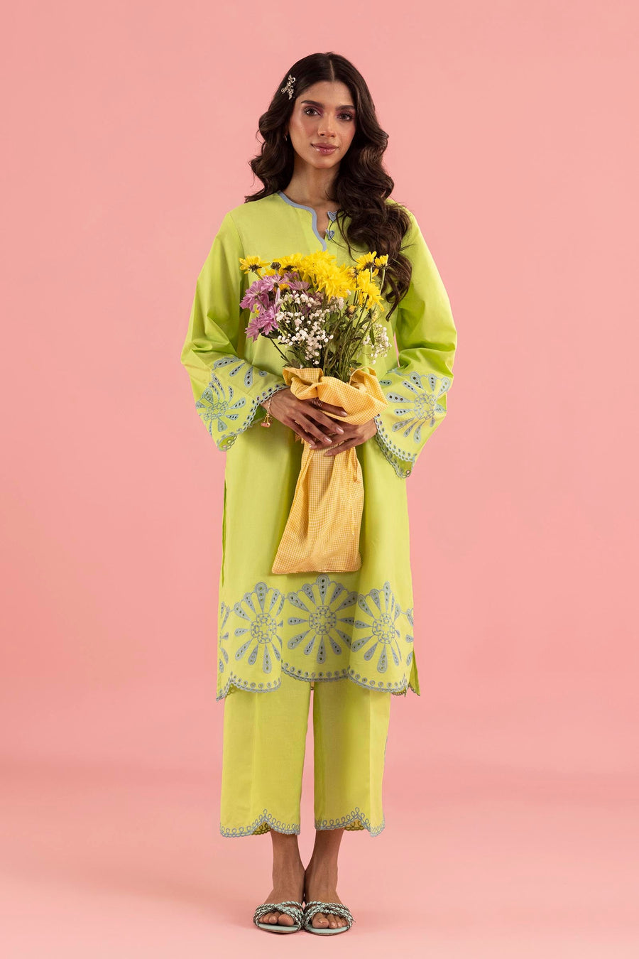 Stitched Embroidered Lawn Shirt+ Culotte