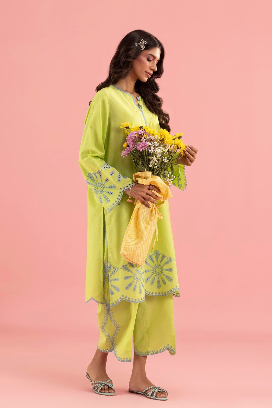Stitched Embroidered Lawn Shirt+ Culotte