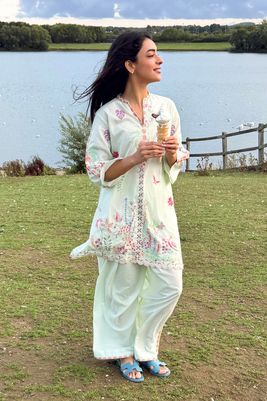 Stitched Embroidered Lawn Shirt+ Shalwar