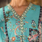 Stitched Printed Raw Silk Suit