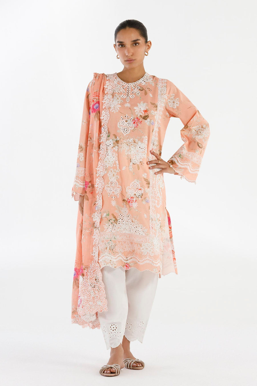 Stitched Embroidered Lawn Suit