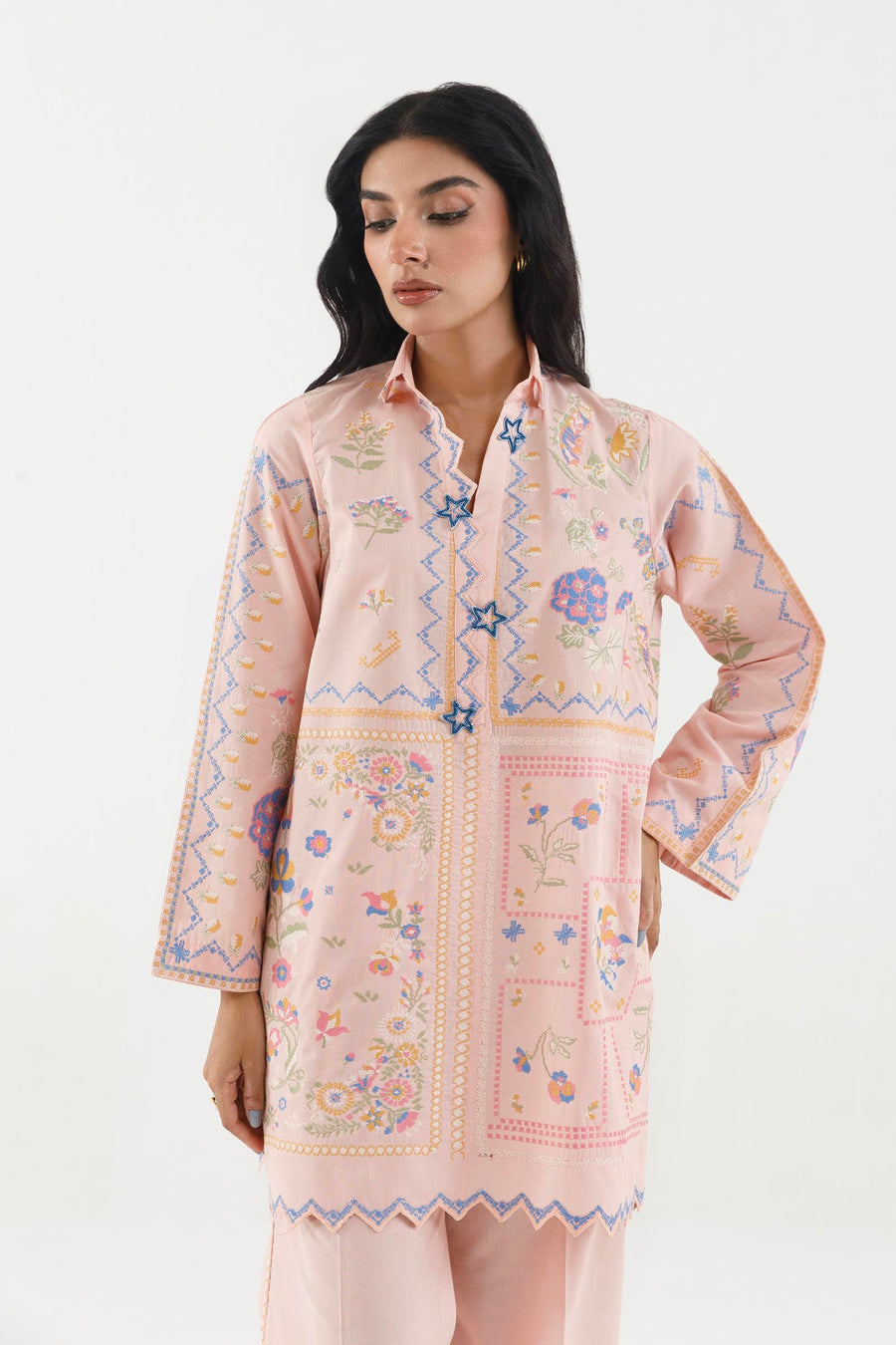 Stitched Embroidered Lawn Shirt+ Culotte