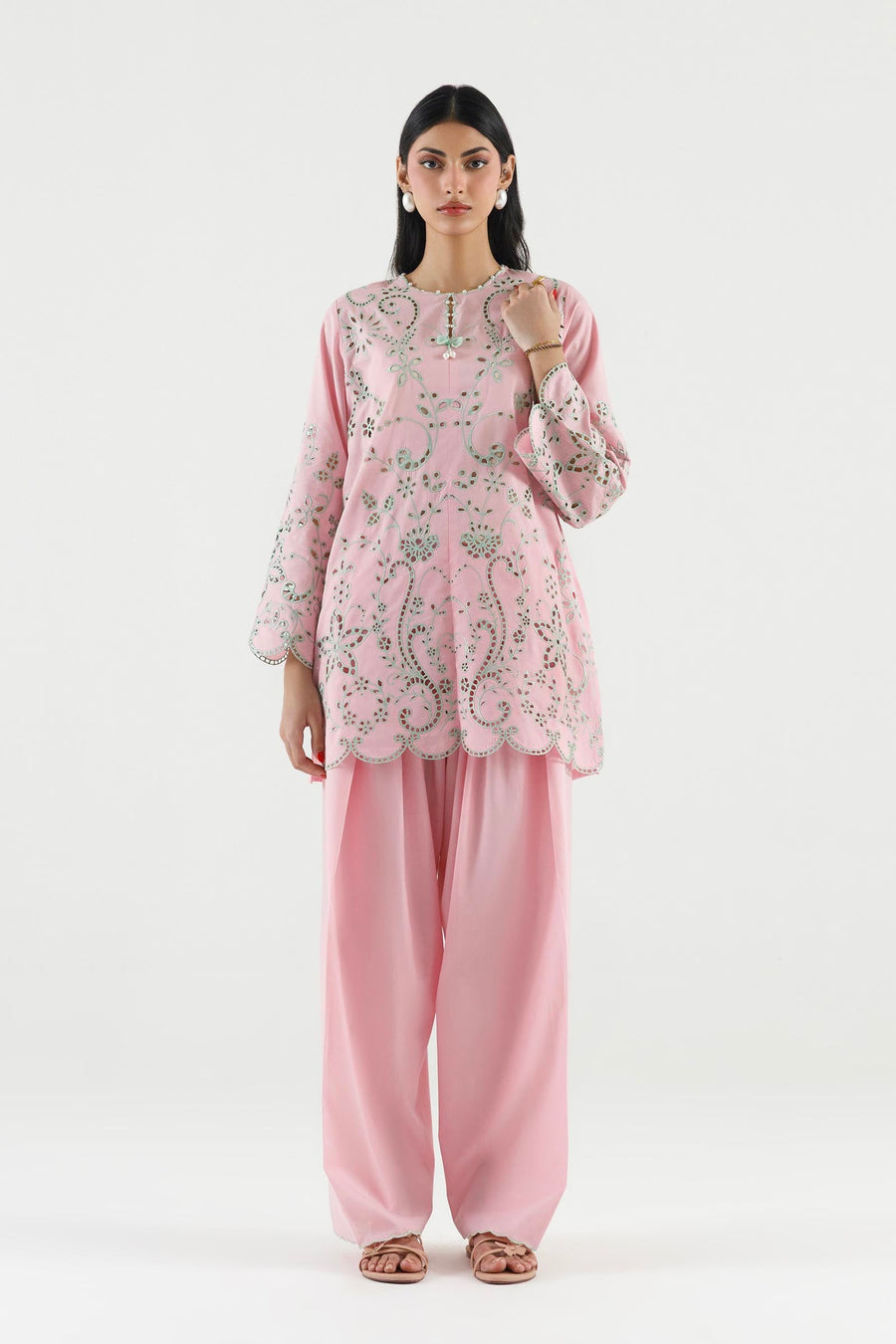 Stitched Embroidered Lawn Shirt+ Culotte