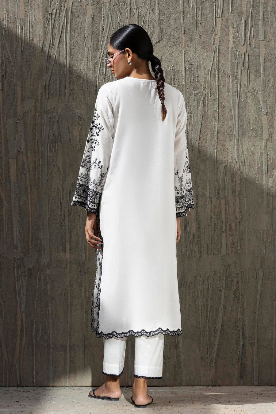 Stitched Embroidered Khaadi Silk Shirt+ Culotte
