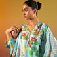 Stitched Printed Satin Shirt + Culotte