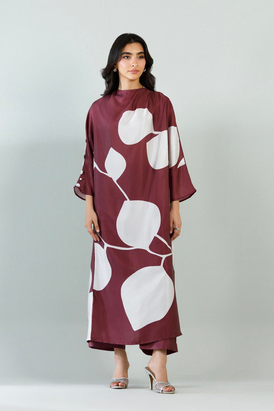 Stitched Printed Satin Shirt+ Culotte