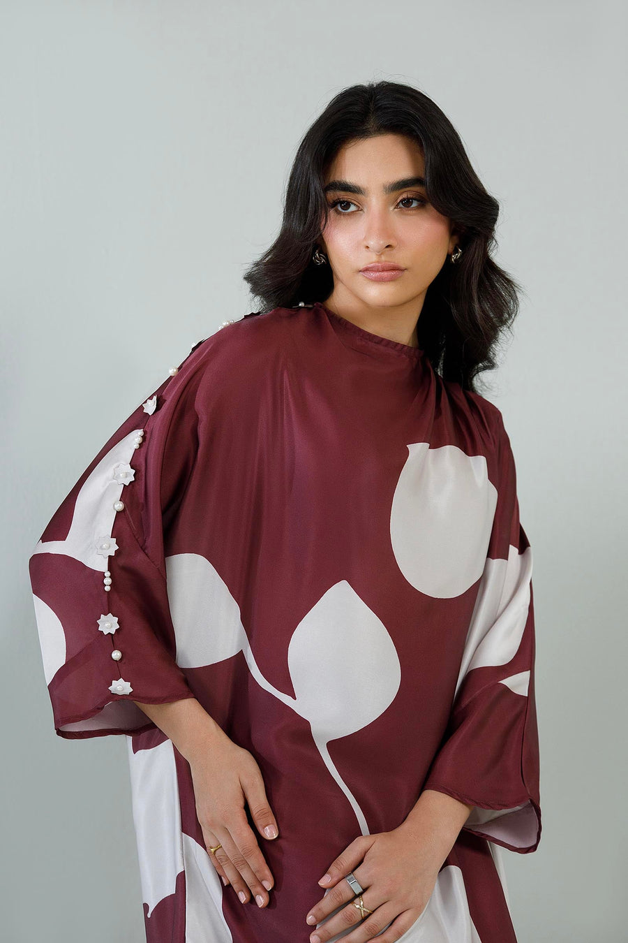 Stitched Printed Satin Shirt+ Culotte