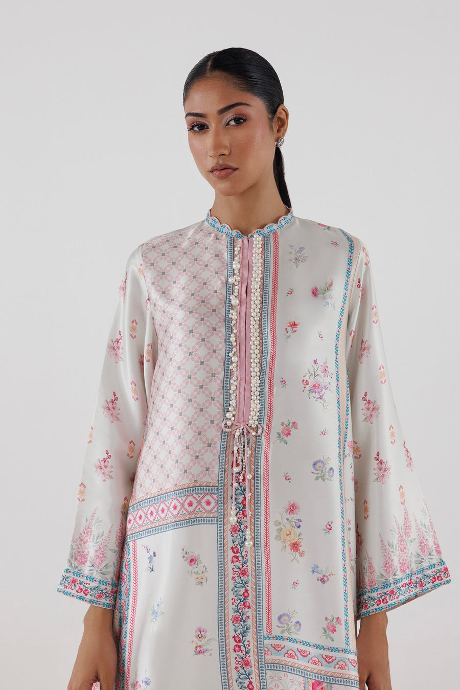 Stitched Printed Satin Shirt+ Culotte