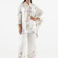 Stitched Printed Satin Shirt+  Culotte