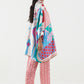 Stitched Printed Satin Shirt+ Culotte