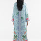 Stitched Printed Satin Kaftan