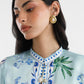 Stitched Printed Satin Kaftan