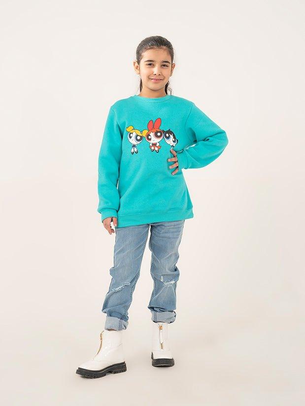 GIRLS SEA GREEN SWEATSHIRT