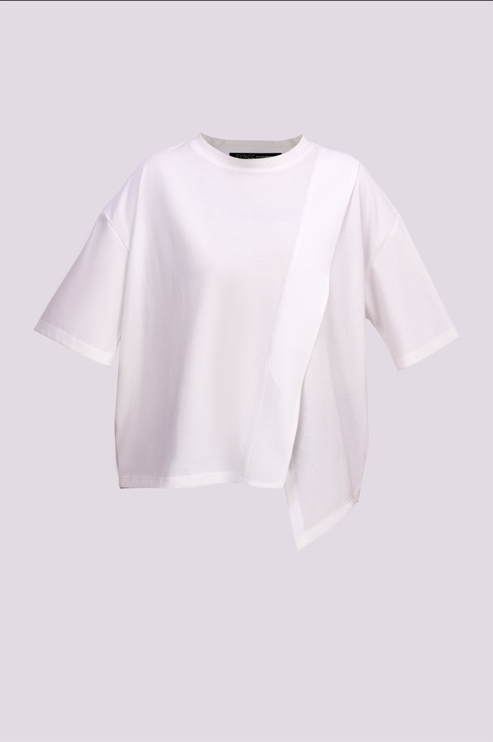 SYNCC BY J. - WHITE ASYMMETRICAL T-SHIRT