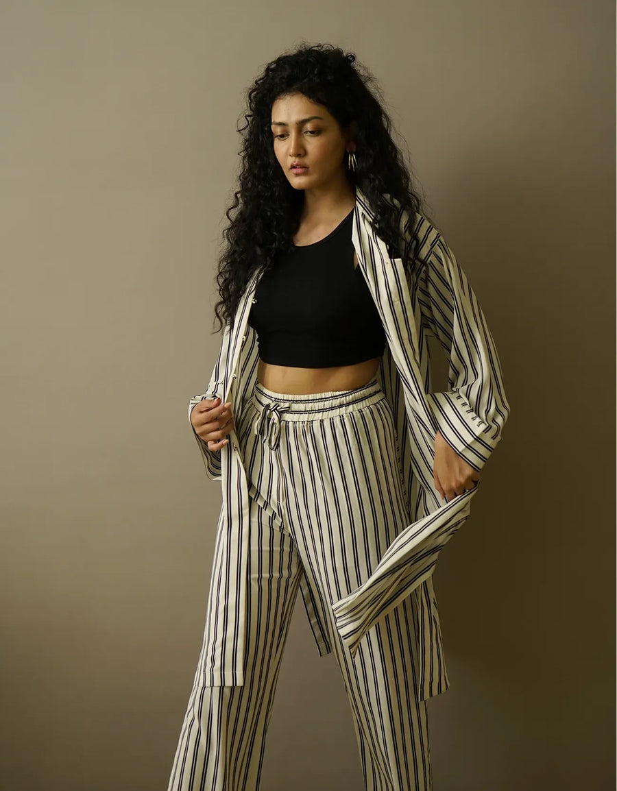 STRIPPED LONG BUTTONED SHIRT