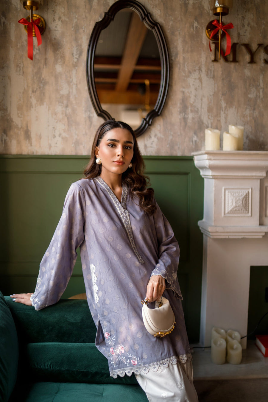 01 Piece Ready To Wear Embroidered Cotton Jacquard Shirt