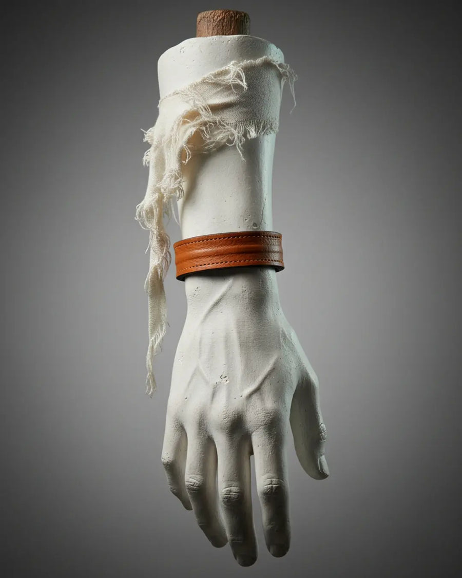 The Grit - Tan Orange - Kara Style Leather Bracelet / Leather Cuff