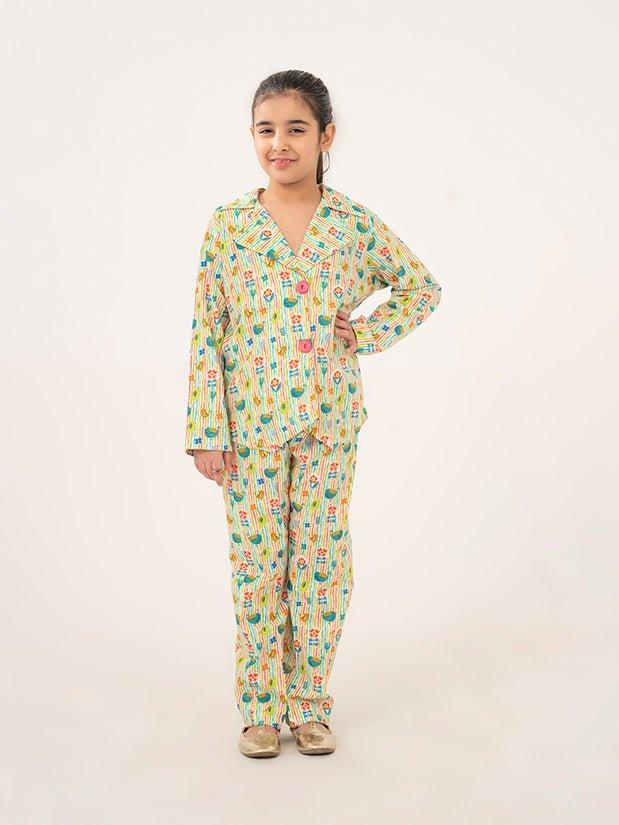 GIRLS CREAM KHADDAR SHIRT & TROUSER