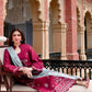 VERMILLION WOOD-3PC SATIN EMBROIDERED SUIT