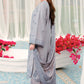 CHARCOAL ASH-3PC SATIN EMBROIDERED SUIT