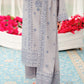CHARCOAL ASH-3PC SATIN EMBROIDERED SUIT