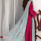 VERMILLION WOOD-3PC SATIN EMBROIDERED SUIT