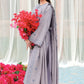 CHARCOAL ASH-3PC SATIN EMBROIDERED SUIT