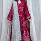 VERMILLION WOOD-3PC SATIN EMBROIDERED SUIT