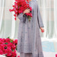 CHARCOAL ASH-3PC SATIN EMBROIDERED SUIT