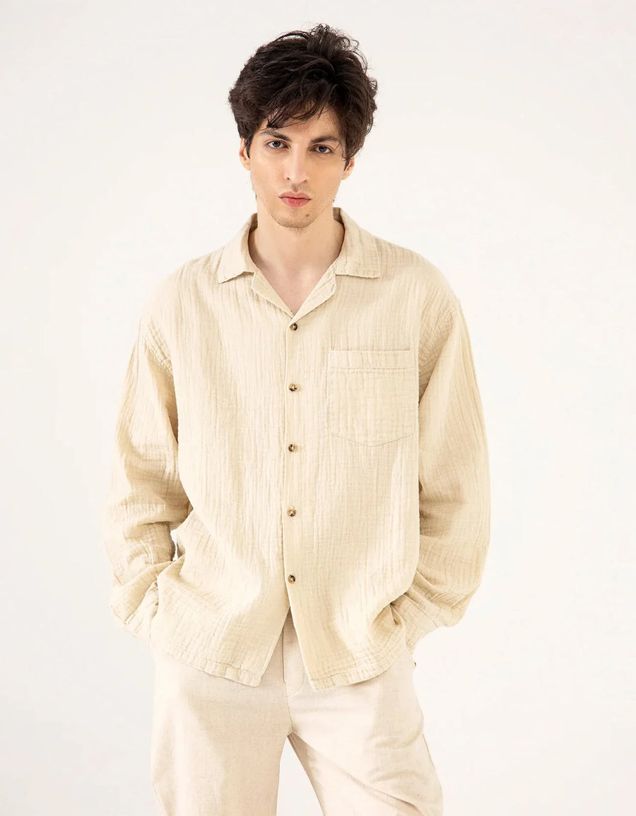 MUSLIN CAMP COLLAR SHIRT