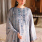 CHARCOAL ASH-3PC SATIN EMBROIDERED SUIT