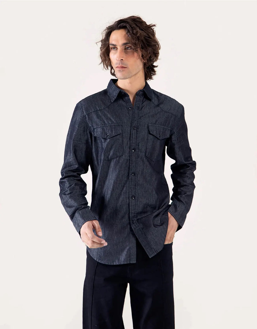DENIM BUTTON DOWN SHIRT