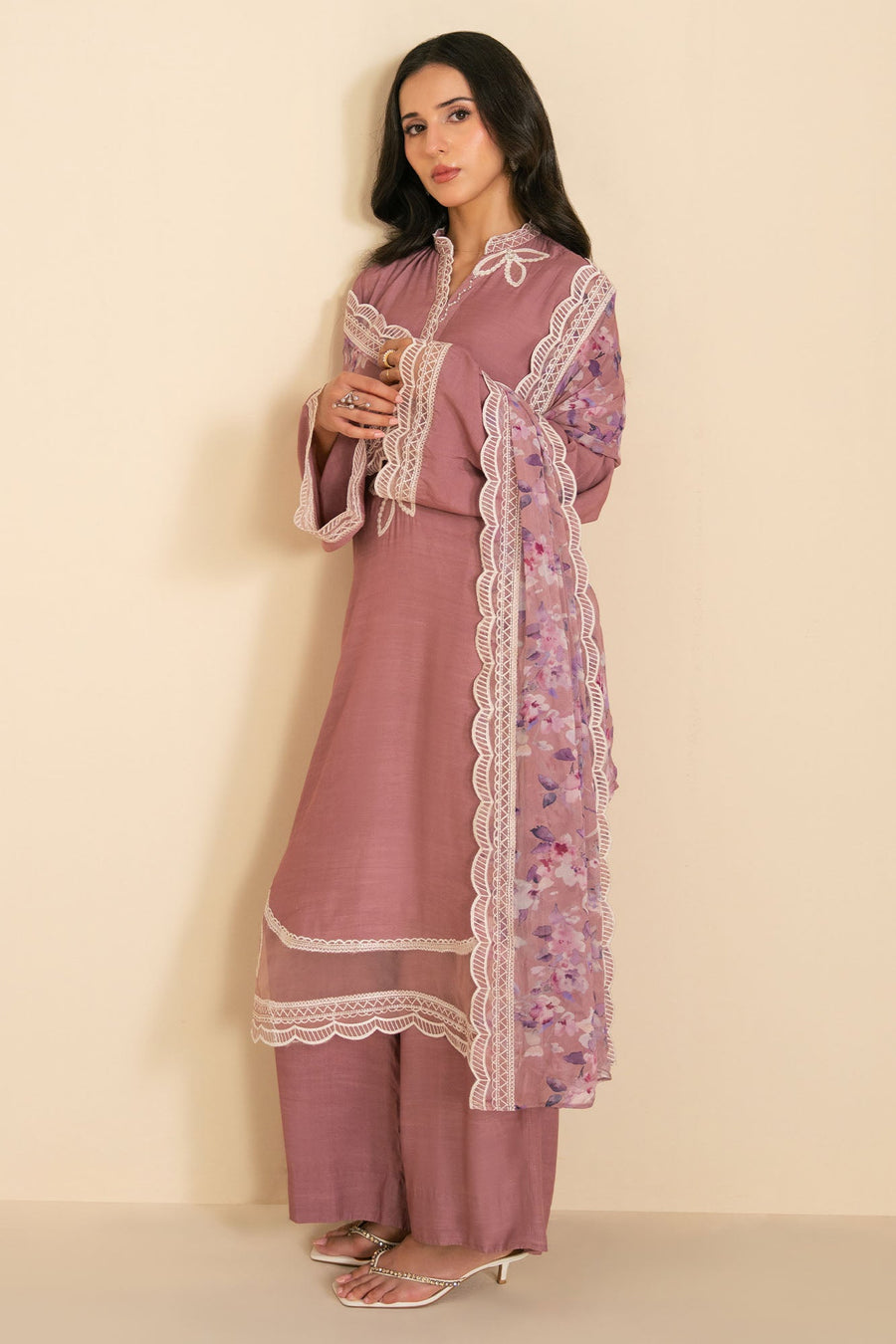 DEEP BLUSH-3PC (SHIRT, TROUSER & DUPATTA)