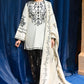 IVORY NOIR-3PC SATIN PRINTED SUIT