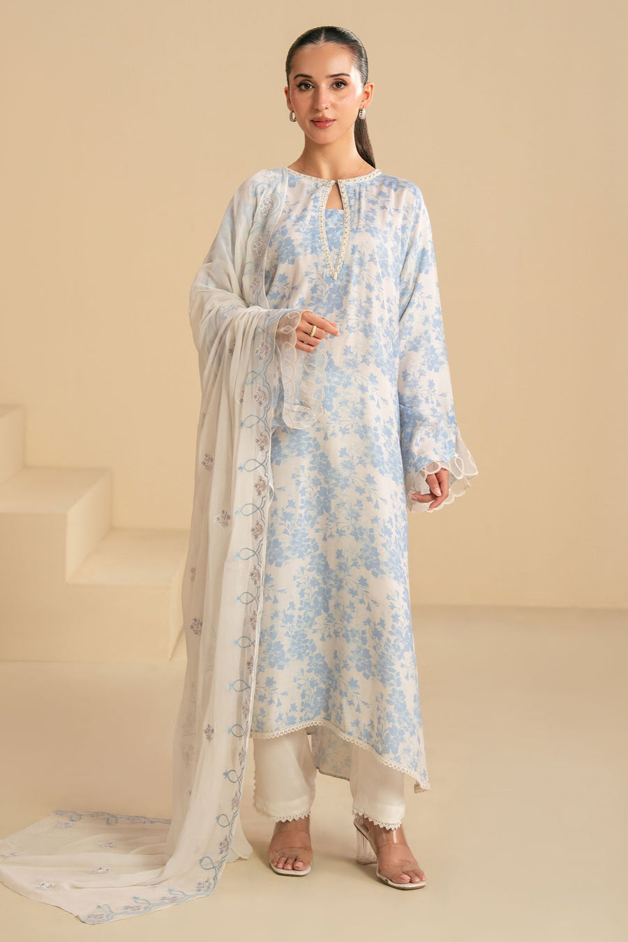 FROSTED FLORA-2PC (SHIRT & DUPATTA)